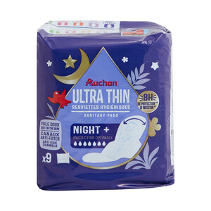 Imagen de Compresas de noche ultrafinas y con alas PRODUCTO ALCAMPO 9 uds.