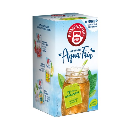 Té verde con hierbabuena POMPADOUR agua fría 18 uds.36 gr,