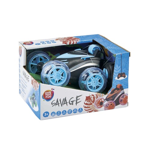 Coche radiocontrol Salvaje con giro 360º, 6km/h, alcance hasta 8 metros, ONE TWO FUN ALCAMPO.