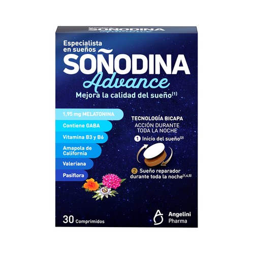 SOÑODINA Advance Complemento alimenticio con melatonia, que ayuda a mejorar la calidad del sueño 30 uds.