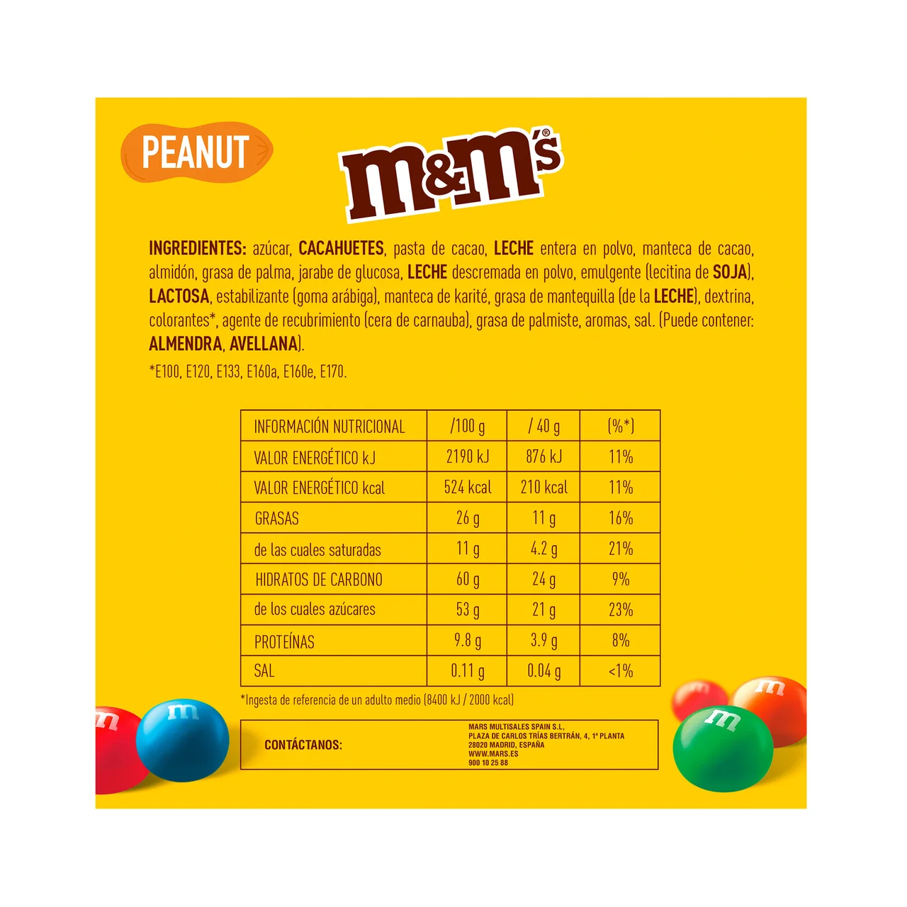 M&M"S Grajea cacahuete chocolate 125 g.