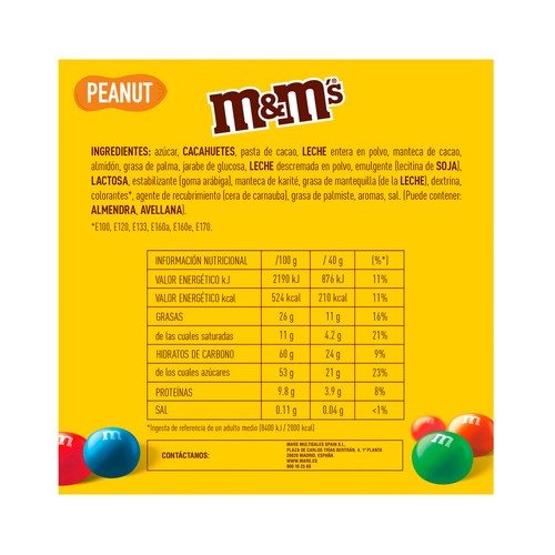 M&M"S Grajea cacahuete chocolate 125 g.