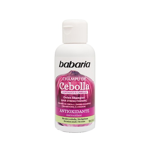 BABARIA Champú de cebolla (sin olor a cebolla) fortificante y antioxidante 100 ml.