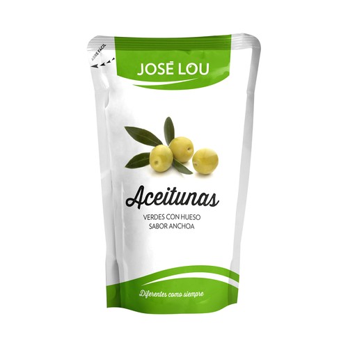 JOSÉ LOU Aceitunas verdes Manzanilla con hueso sabor anchoa 300 g.
