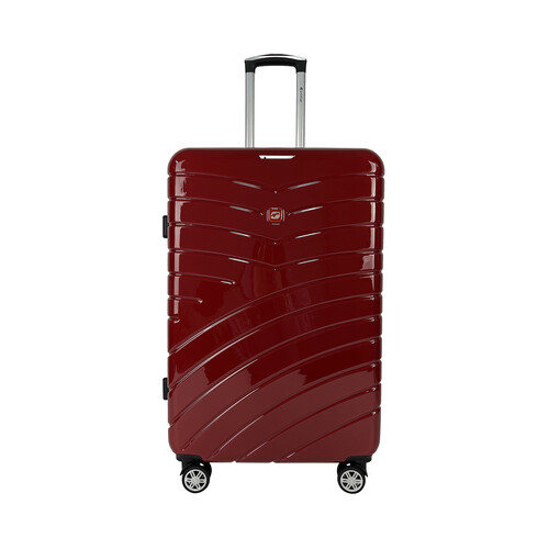 Maleta de cabina rígida de color rojo de 55 cm y 8 ruedas ABS, AIRPORT ALCAMPO.