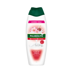 PALMOLIVE Natural balance Gel de baño o ducha con textura crema, enriquecido con extracto de flor de cereza 600 ml.