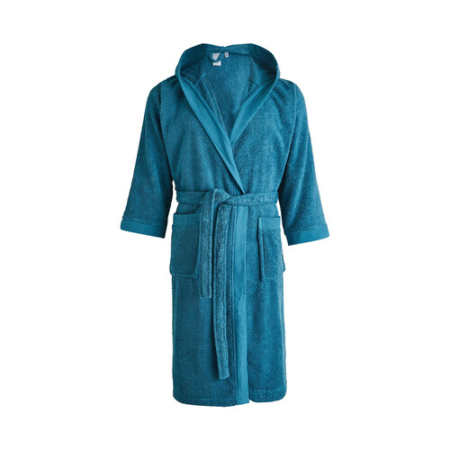 Albornoz con capucha para adulto talla XL, tejido 100% algodón 420g/m², color azul ACTUEL.