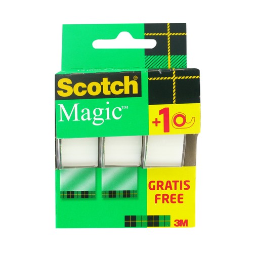 Lote de 3 rollos de celo 7.5 m de cinta mÃ¡gica de 19 mm de ancho + dispensadores SCOTCH.