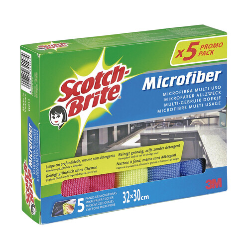 SCOTCH-BRITE Bayetas de microfibra 32 x 30 cm SCOTCH BRITE 5 uds.