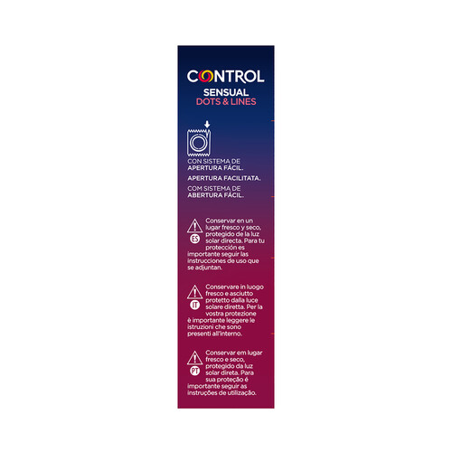 CONTROL Preservativos lubricados con puntos y estrias, para un placer superior CONTROL Sensual Dots & lines 12 uds.