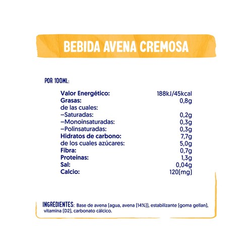 ALPRO Bebida de avena cremosa, 100% vegetal, sin azúcares añadidos 1 l.