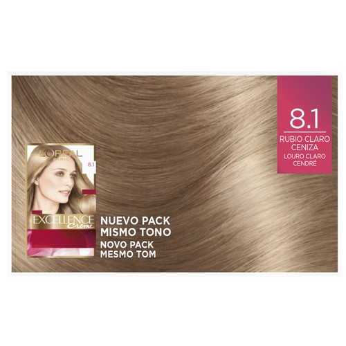 L´ORÉAL PARIS Excellence creme Tinte de pelo permanente tono 8.1 Rubio claro ceniza.