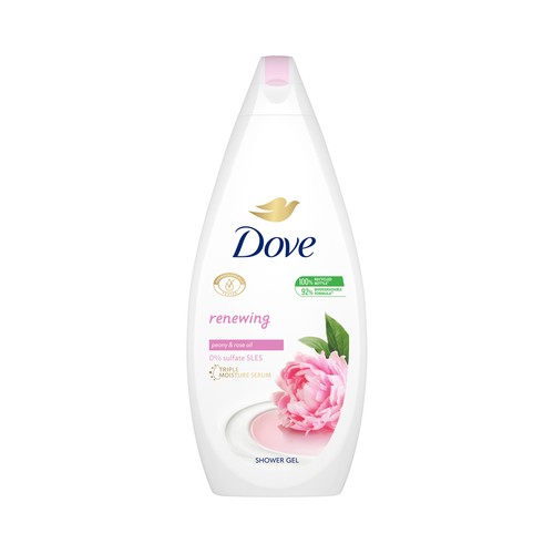 Gel para baño o ducha hidratante con peonia y aceite de rosa DOVE 500 ml.