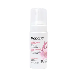 BABARIA Limpiador facial con textura mousse cremosa, para piel normal y seca 150 ml.
