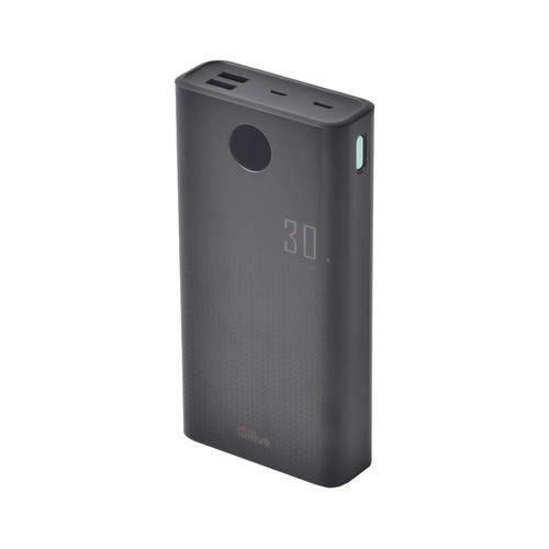 Batería portátil QILIVE Power Bank, 30000mAh, 2xUSB y USB-C.