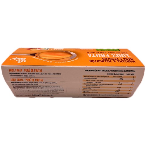 SLUP! Crema de fruta de manzana y melocotón 2 x 100 g.
