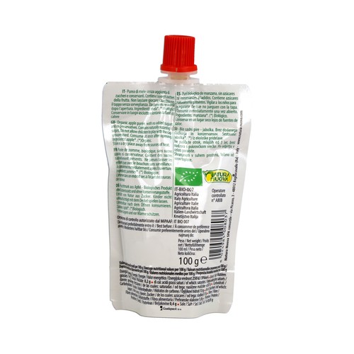 NATURA NUOVA Bolsita de manzana de origen ecológica, sin azúcares añadidos NATURA NUOVA 100 g.
