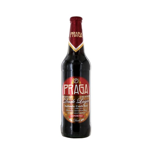 Cerveza checa negra de importación PRAGA botella 50 cl.