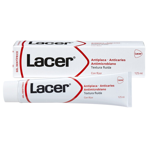 LACER Pasta de dientes con flúor y textura fluida con acción anticaries y antiplaca LACER 125 ml.