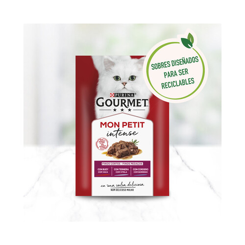 PURINA GOURMET Comida para gatos adultos a base de buey, ternera y cordero GOURMET 6 uds. 50 g.