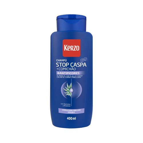 KERZO Champú anticaspa y antipicores, para cuero cabelludo sensible 400 ml.