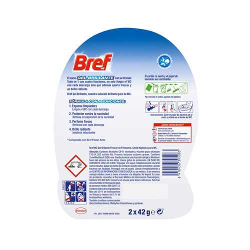 BREF Pastillas Frescor de primavera Todo en 1 BREF GEL BRILLANTE 2 uds. x 42 g.