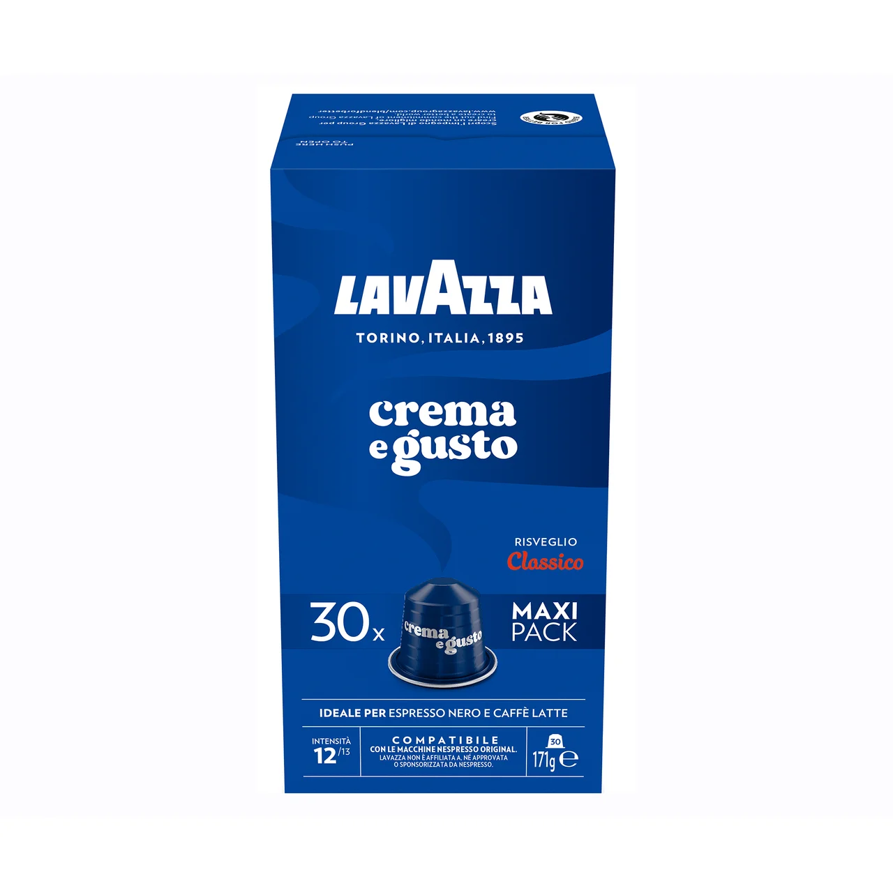 Café Cápsulas aluminio Crema e Gusto 30 uds. Intensidad 12/13.