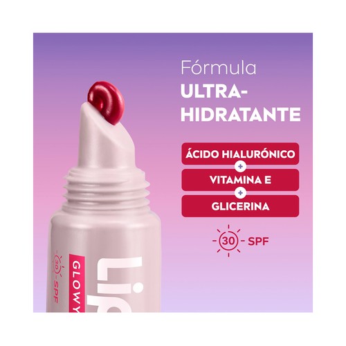 LIPOSAN Glowy Protector labial hidratante con color (berry) y efecto glow y FPS 30.