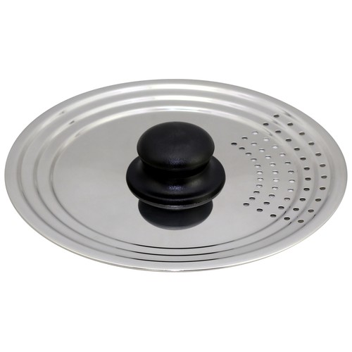 Tapa de acero inoxidable con colador incorporado para sartenes de 16 a 20 cm. ESSENTIAL.
