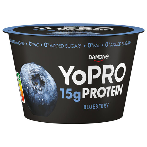 Yogur con arándanos, proteínas y sin azúcares añadidos ni grasa YOPRO de Danone 160 g.