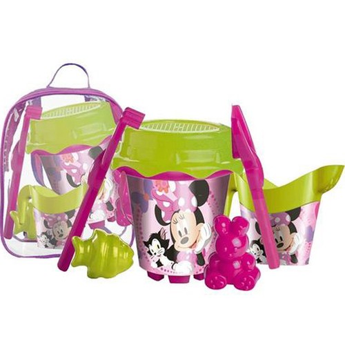 Set mochila de playa MINNIE con cubo para hacer castillos con pala, rastrillo y moldes. UNICE