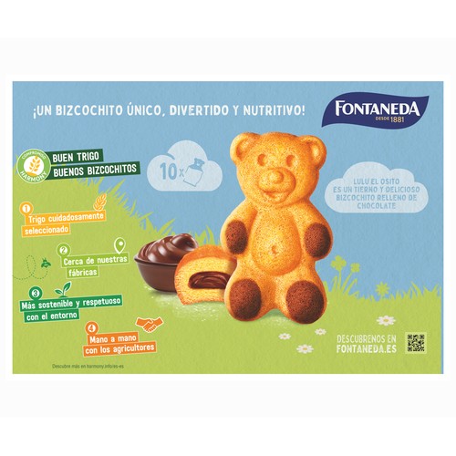 FONTANEDA LULU Bizcochitos rellenos de chocolate con forma de ositos 300 g.