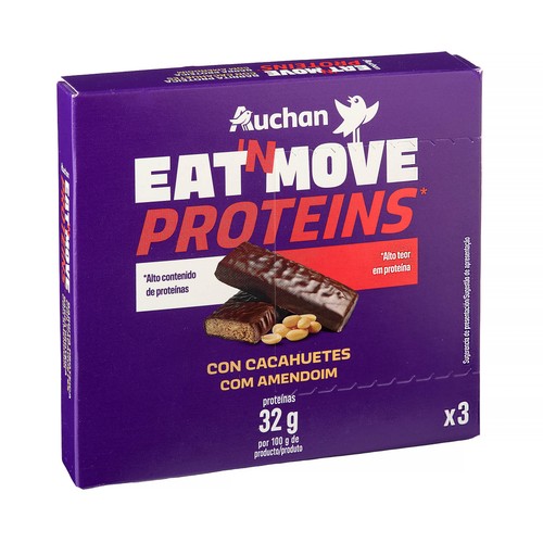 PRODUCTO ALCAMPO Barritas proteicas con cacahuetes 3 x 40 g.