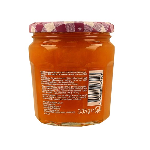 BONNE MAMAN Confitura extra de albaricoque reducida en azúcares 335 g.