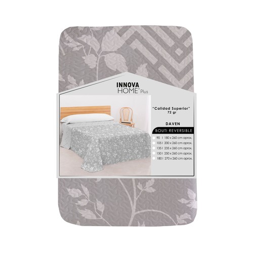 Colcha bouti estampado daven 150cm gris. INNOVA HOME