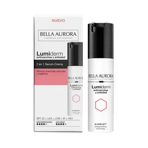 BELLA AURORA Lumiderm Sérum facial 2 en 1, antimanchas y antiedad 30 ml.