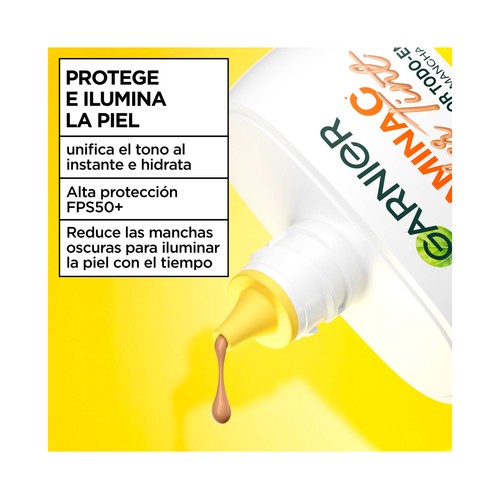 GARNIER Vitamina C wonder tint Fluido solar con color (medio) y FPS 50+ (muy alto) 40 ml.