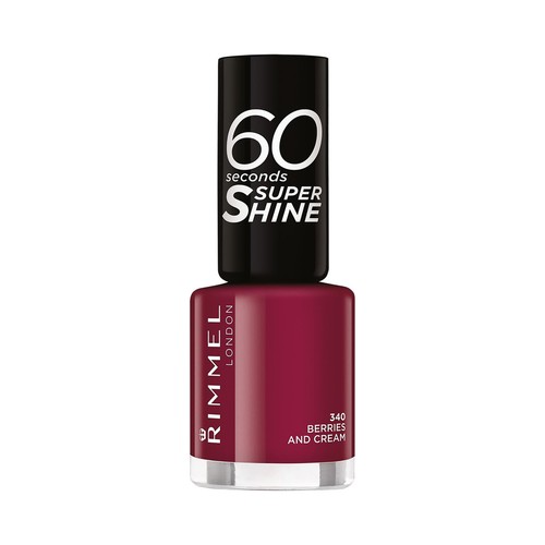 RIMMEL60 seconds super shine tono 340 Berries and cream  Esmalte de uñas, con acabado brillante.