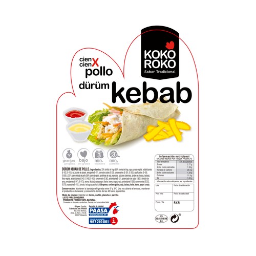 PLAYA ODIEL Dürüm kebab de pollo KOKOROKO 3 uds.