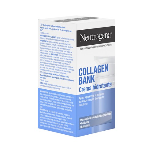 NEUTROGENA Collagen bank Crema hidratante facial de noche anti-edad con colágeno y Bakunchiol 50 ml.