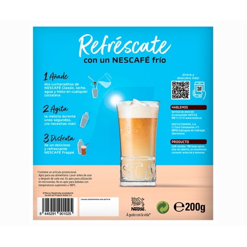 NESCAFE Café soluble natural + vaso 200 g.