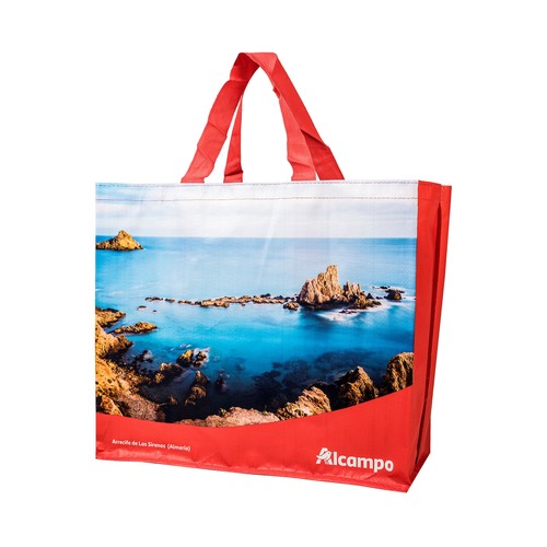 Bolsa de rafia reutilizable diseño doble Almería, ALCAMPO.