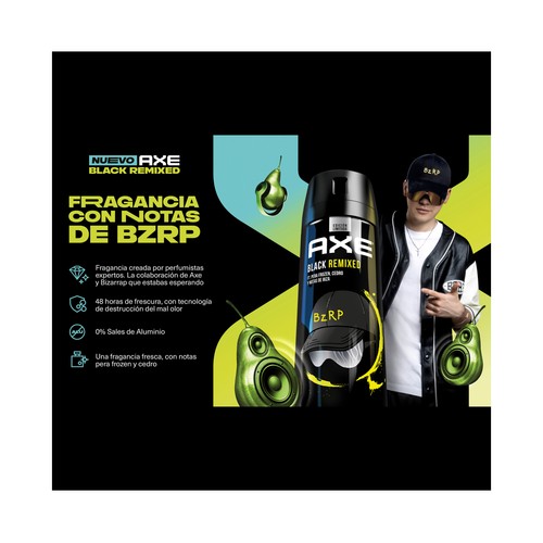 AXE Black remixed by BZRP Neceser con cierre de cremallera con productos para la higiene masculina.