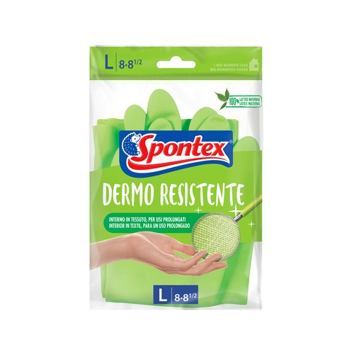 SPONTEX Guantes de látex y algodón, dermo resistentes talla grande 8-8 1/2 SPONTEX DERMO RESISTENTE1 par
