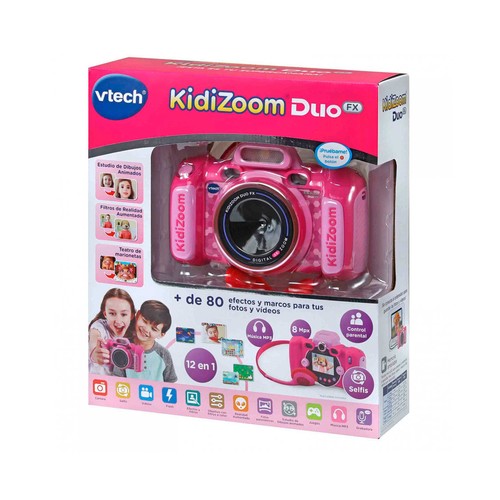 Kidizoom Duo FX rosa Cámara de fotos y vídeos infantil 12 en 1 realidad virtual, control parental VTech. Edad recomendada desde 4-13 años