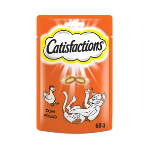 CATISFACTIONS Snacks para gatos adultos y gatitos a base de sabroso pollo CATISFACTIONS 60 g.