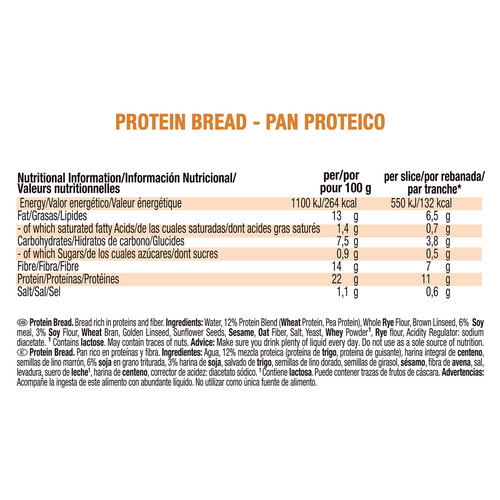 WEIDER Pan de molde con proteínas WEIDER PROTEIN BREAD 250 g.