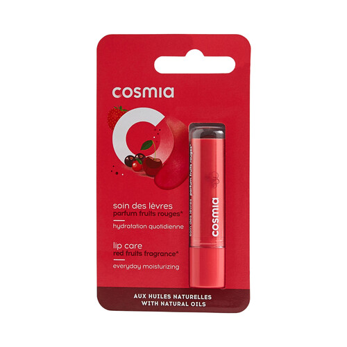 Protector labial hidratante, con sabor a frutos rojos, para todo tipo de labios COSMIA.