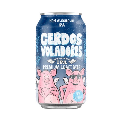 CERDOS VOLADORES Cerveza ipa sin alcohol lata 33 cl.