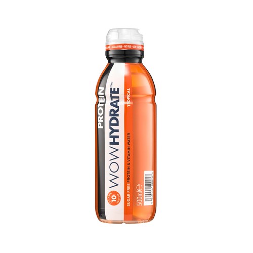 WOW HYDRATE Bebida proteica con sabor tropical 10 g. botella de 500 ml.
